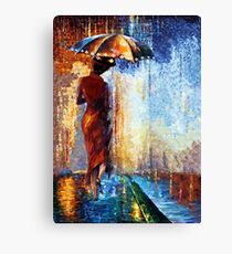 Schöne Frau Poppins mit einem Regenschirmzusammenfassung Leinwanddruck