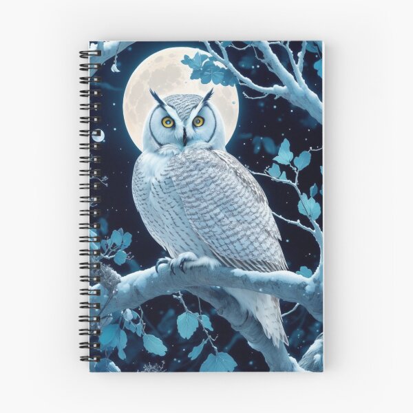 Item preview, Luminescent Guardian: White Owl Perched on a Snowy Tree Branch designed and sold by AFUNARTZ.