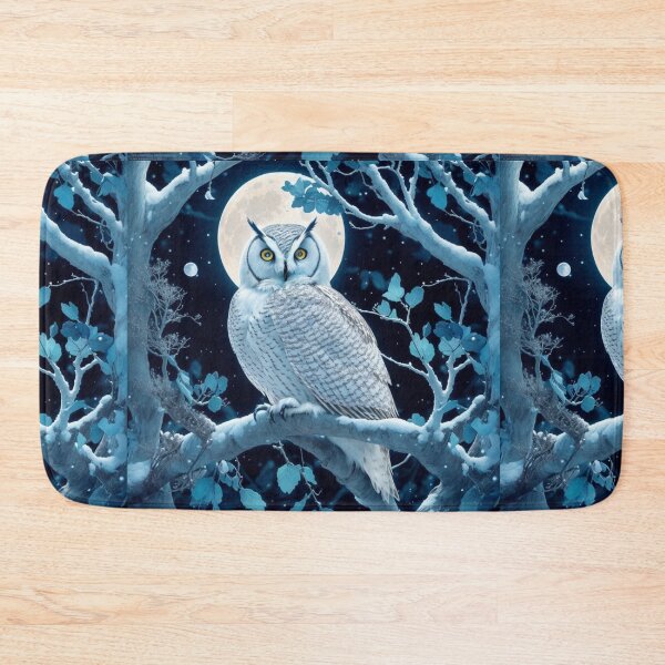 Item preview, Luminescent Guardian: White Owl Perched on a Snowy Tree Branch designed and sold by AFUNARTZ.