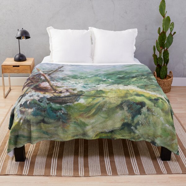 Item preview, Vintage nautical oil painting with stormy sea and sailing ship breaking up designed and sold by ArtyBuys.