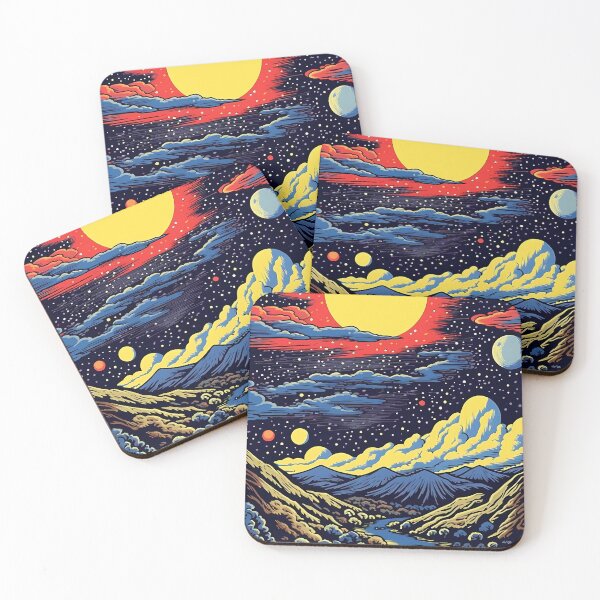 Item preview, Print Art An Illustration Of The Sun. Stars With Mountains designed and sold by GiveMeMood.