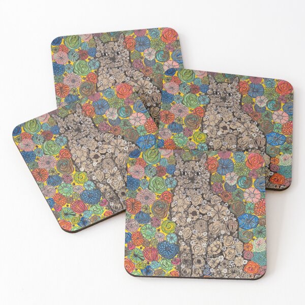 Item preview, Flower cat in colorful flowers. designed and sold by ArtBeLife.