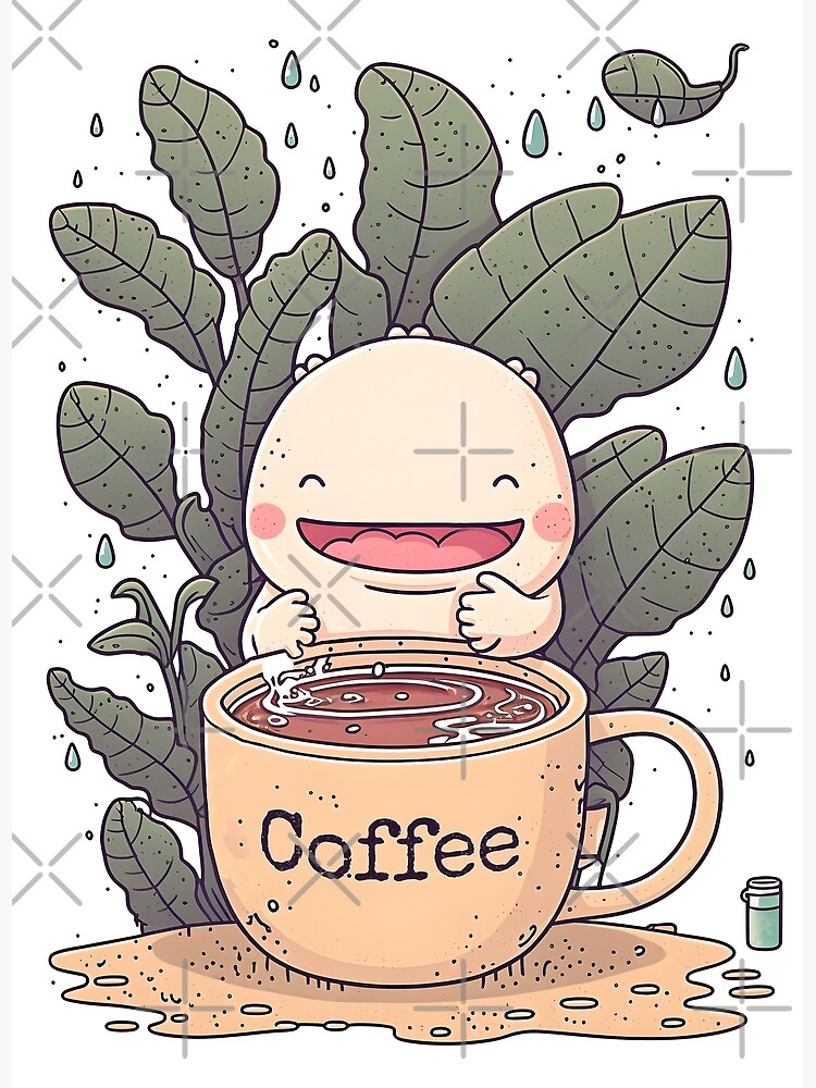 Axolotl & Coffee Kawaii Anime Axolotls & Coffee Lover