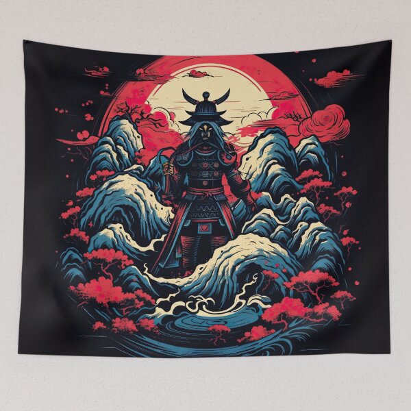 Item preview, Vintage Abstract Japanese Samurai Wall Art | Fantasy Samurai Warrior Tomoko designed and sold by Bored Elon.
