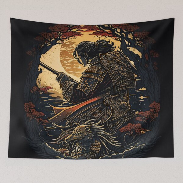 Item preview, Vintage Abstract Japanese Samurai Wall Art | Fantasy Samurai Warrior Yasuhiro designed and sold by Bored Elon.