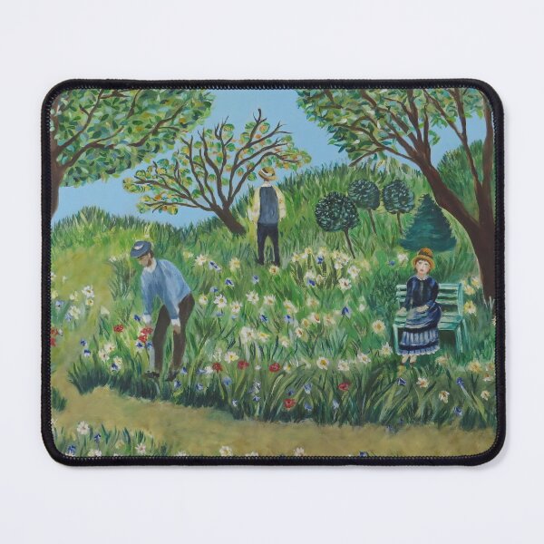 Item preview, Les Jardiniers - Gardeners In An Impressionism Inspired Garden by Legendary Real Life Artist designed and sold by CloudofKnowing.