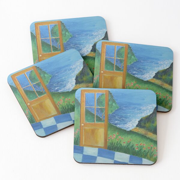 Item preview, La Porte De La Mer - The Door To The Sea, Fantastic Surrealist Impressionism From Legendary Real Life Artist - Clifftop Door Leading To The Sea designed and sold by CloudofKnowing.
