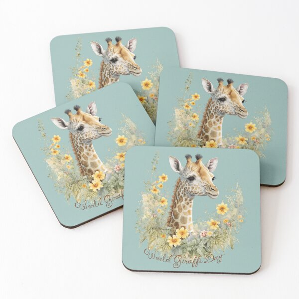 Item preview, World Giraffe Day, watercolor giraffe designed and sold by HolidayBug.