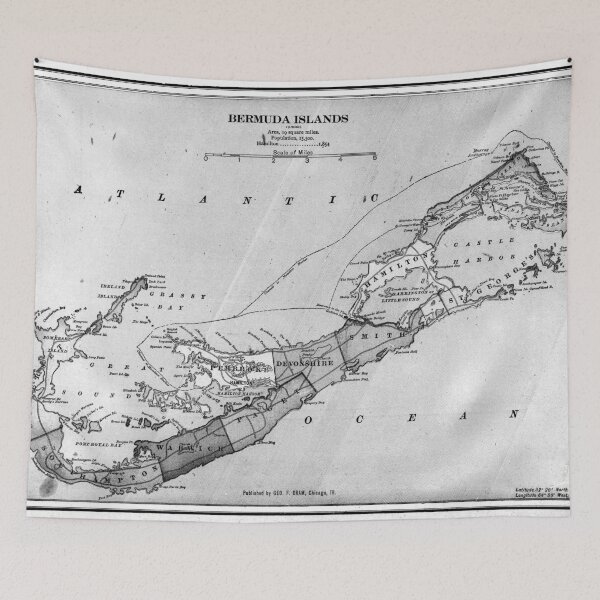 Item preview, Vintage Map of Bermuda (1901) BW  designed and sold by BravuraMedia.