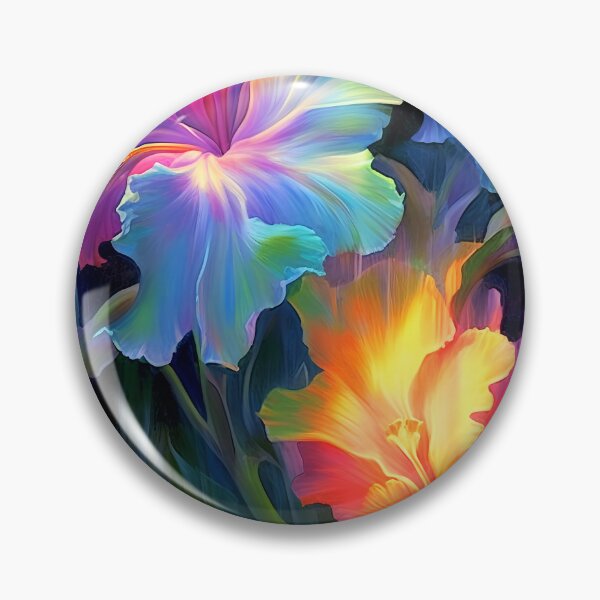 Item preview, Glowing hibiscus and garden painting designed and sold by Art by Lilia.