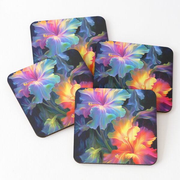 Item preview, Glowing hibiscus and garden painting designed and sold by Art by Lilia.