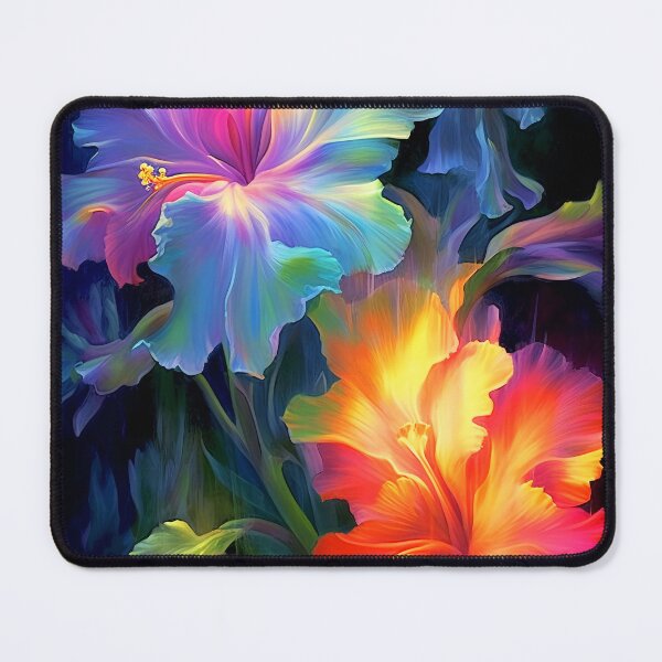 Item preview, Glowing hibiscus and garden painting designed and sold by Art by Lilia.