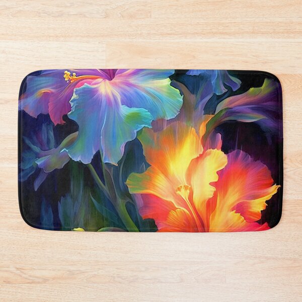 Item preview, Glowing hibiscus and garden painting designed and sold by Art by Lilia.