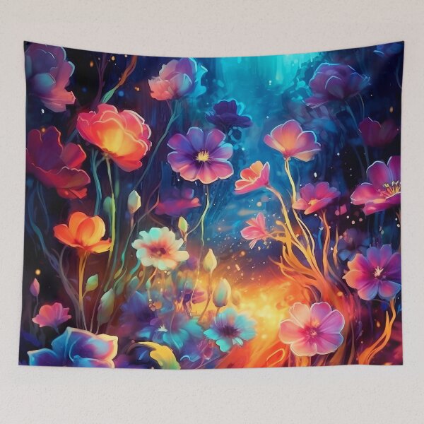 Item preview, Glowing hibiscus and garden painting 1 designed and sold by Art by Lilia.