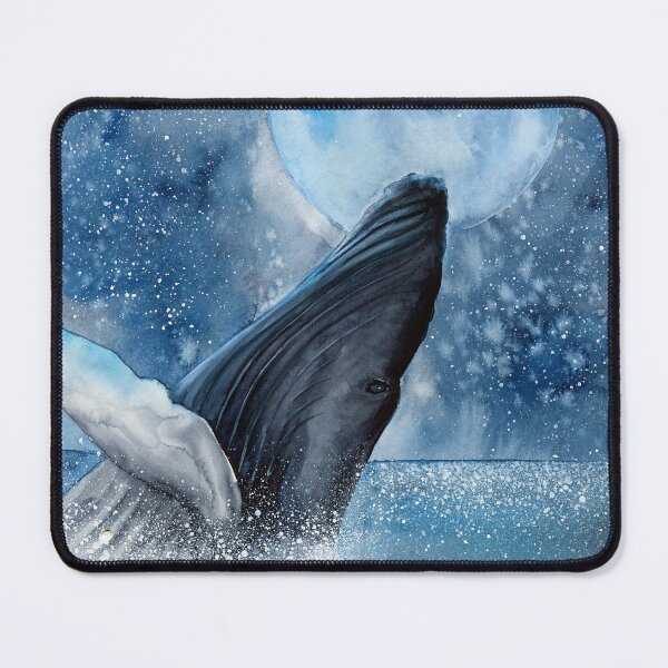 Item preview, Watercolor illustration of a whale emerging from the ocean designed and sold by MaryWatercolor.