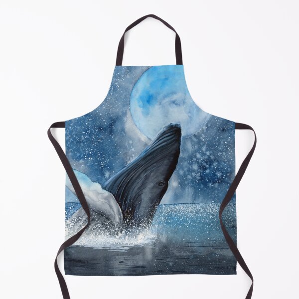 Item preview, Watercolor illustration of a whale emerging from the ocean designed and sold by MaryWatercolor.