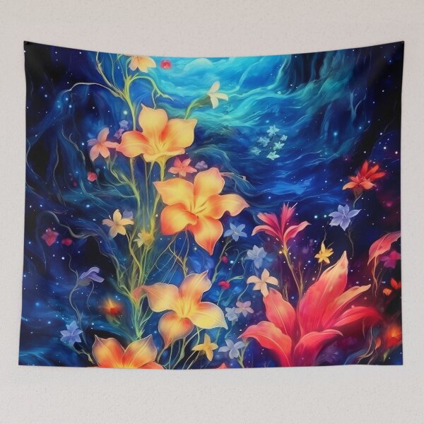 Item preview, Glowing hibiscus and garden painting 2 designed and sold by Art by Lilia.