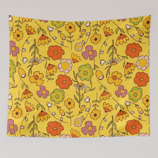 Item preview, 70s Boho Groovy Floral Yellow designed and sold by susycosta.