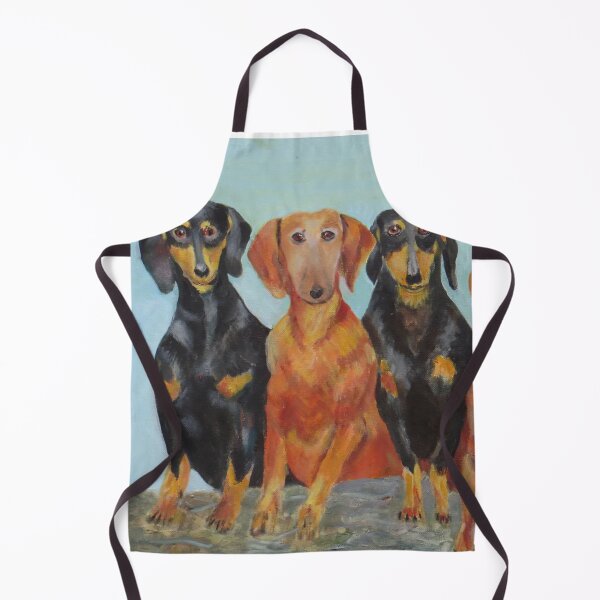 Item preview, Les Quatre Chiens, Four Dogs Painting - Original Painting of Four Dogs, Daschund Types Painted in Naive Impressionist Style by Legendary Artist designed and sold by CloudofKnowing.