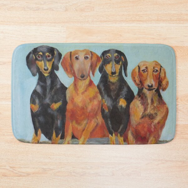 Item preview, Les Quatre Chiens, Four Dogs Painting - Original Painting of Four Dogs, Daschund Types Painted in Naive Impressionist Style by Legendary Artist designed and sold by CloudofKnowing.