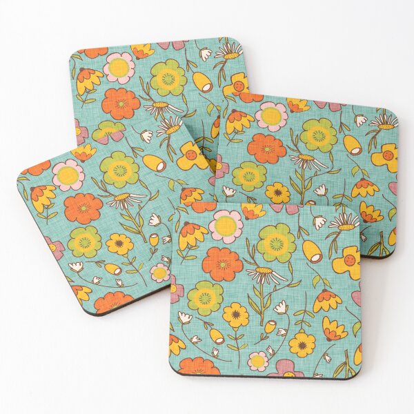 Item preview, 70s Boho Groovy Floral Blue designed and sold by susycosta.