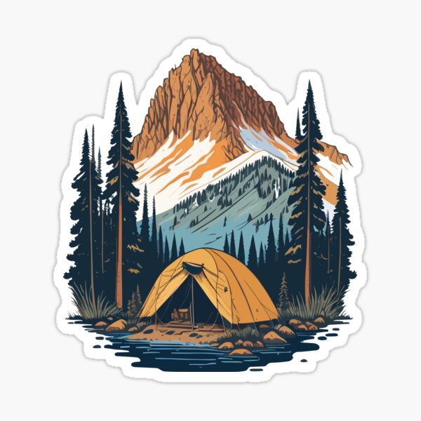 Item preview, Tent Camping Forest lake and Rocky and Icy Mountain designed and sold by Ink-redible Designs.