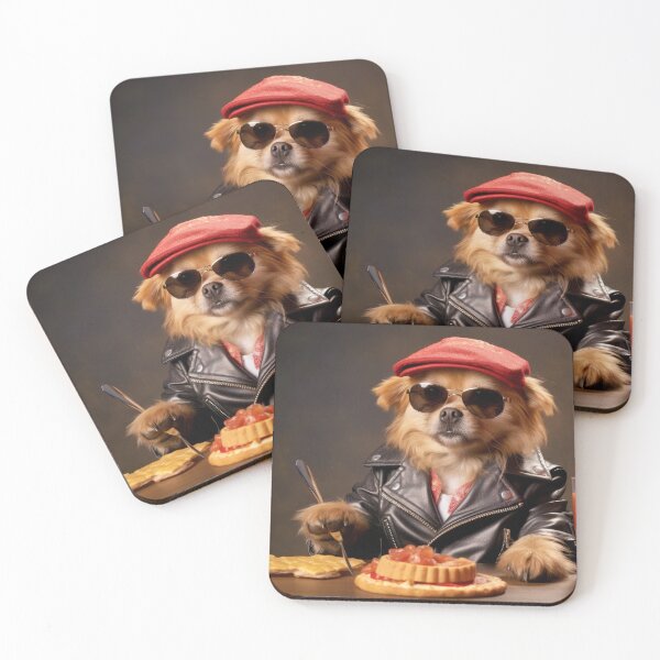 Item preview, Dog in the bistro at breakfast designed and sold by Stroka-AI-Art.