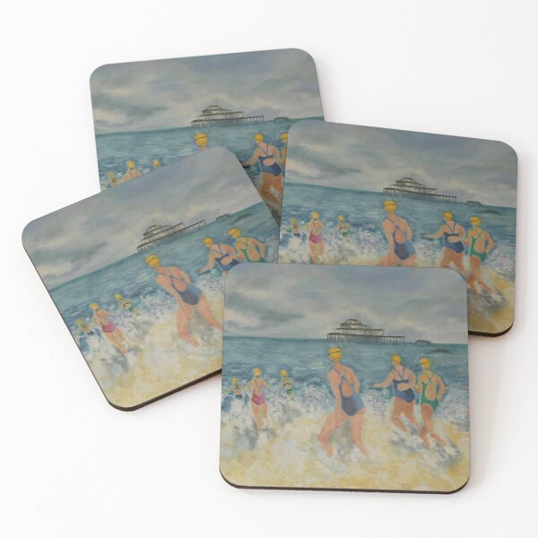 Item preview, Brighton Belles - Original Painting of Brighton Beach and Brighton Pier During A Swimming Event - Real Life Art by Fabulous Original Artist designed and sold by CloudofKnowing.