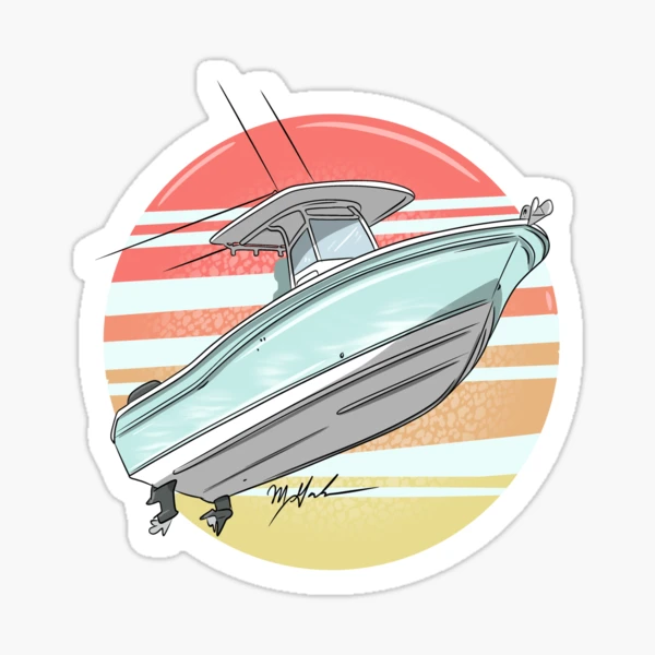 Blue Center Console Boat Sticker for Sale by Will H