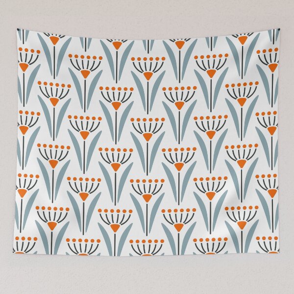 Item preview, KF  0014 B Minimalist Vintage Flowers 70s Modern Geometric Floral Pattern designed and sold by KhakiFinch.