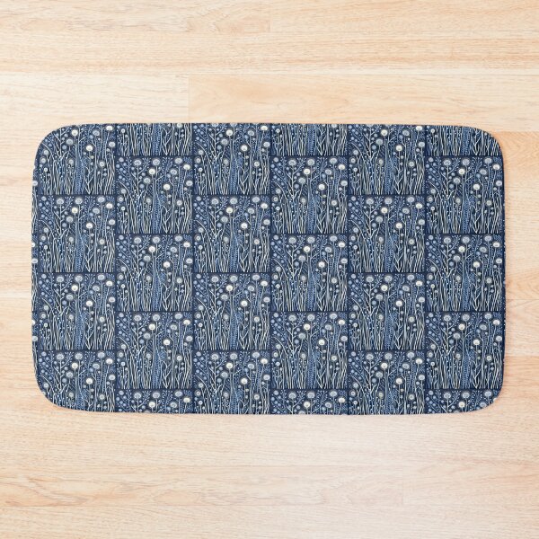Item preview, Blue and white nature and floral linograph vintage folk art designed and sold by Earth Nature Creations.