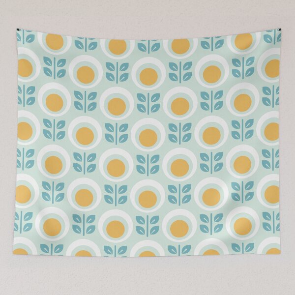 Item preview, KF 0015 C Minimalist Vintage Flowers 70s Modern Geometric Floral Pattern designed and sold by KhakiFinch.