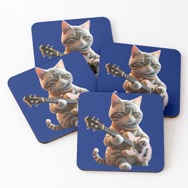 Item preview, Rocker cat playing guitar designed and sold by EclecticCharm.