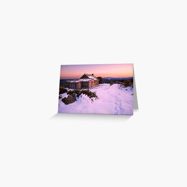 Winter Sunrise over Craig's Hut, Mt Stirling, Australia Greeting Card