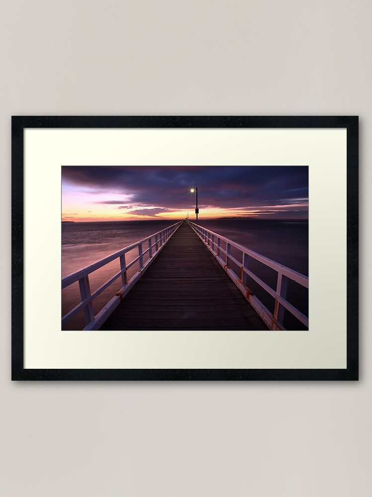 Framed Art Print, Pre-Dawn Greets Point Lonsdale Pier, Australia designed and sold by Michael Boniwell