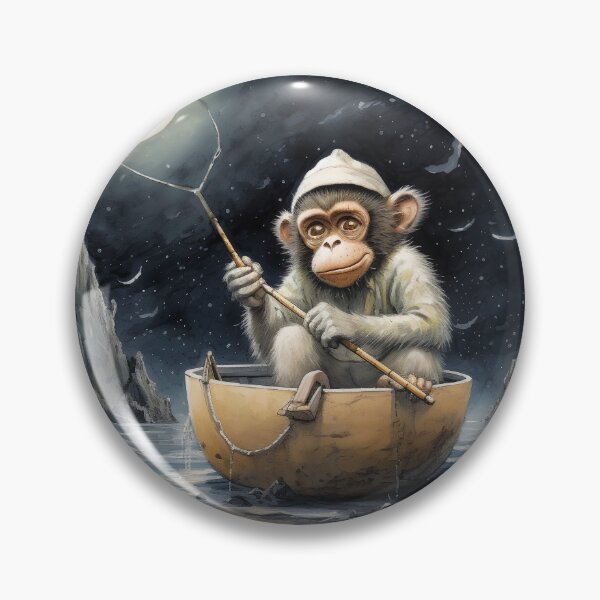 Item preview, The monkey sits and fishes under the moonlight designed and sold by KimierArt.