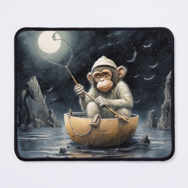 Item preview, The monkey sits and fishes under the moonlight designed and sold by KimierArt.