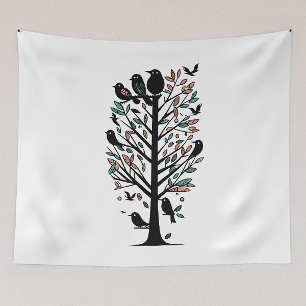 Item preview, BLACK BIRDS ON A TREE ILLUSTRATION designed and sold by digitalartlb.