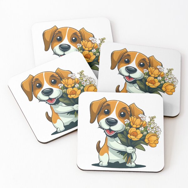Item preview, Dog with Flowers Sticker designed and sold by BySpinny.