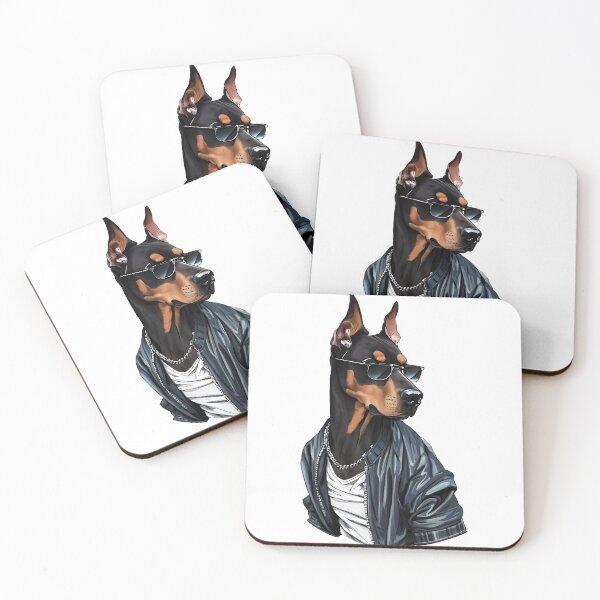 Item preview, Cool doberman in sunglasses jacket and chain around the neck designed and sold by TomFrontierArt.