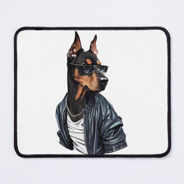 Item preview, Cool doberman in sunglasses jacket and chain around the neck designed and sold by TomFrontierArt.