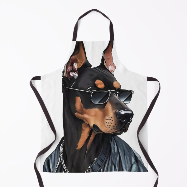 Item preview, Cool doberman in sunglasses jacket and chain around the neck designed and sold by TomFrontierArt.