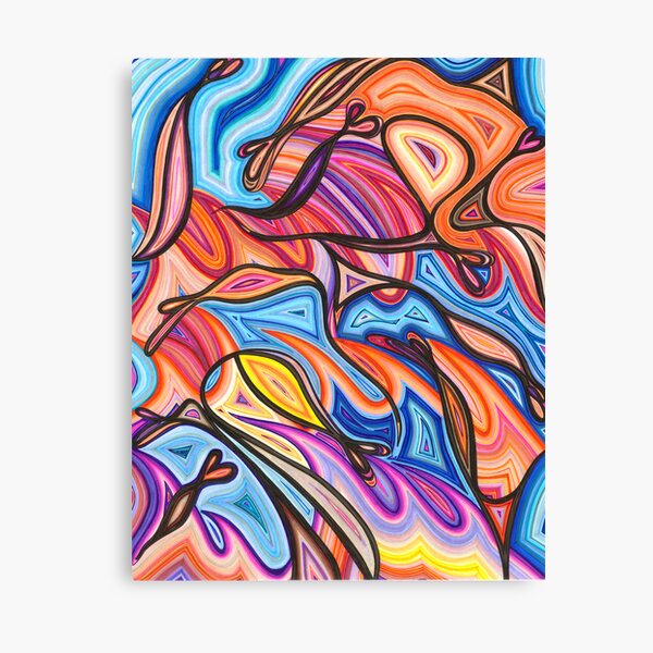 Sea Creatures In Waves Canvas Print