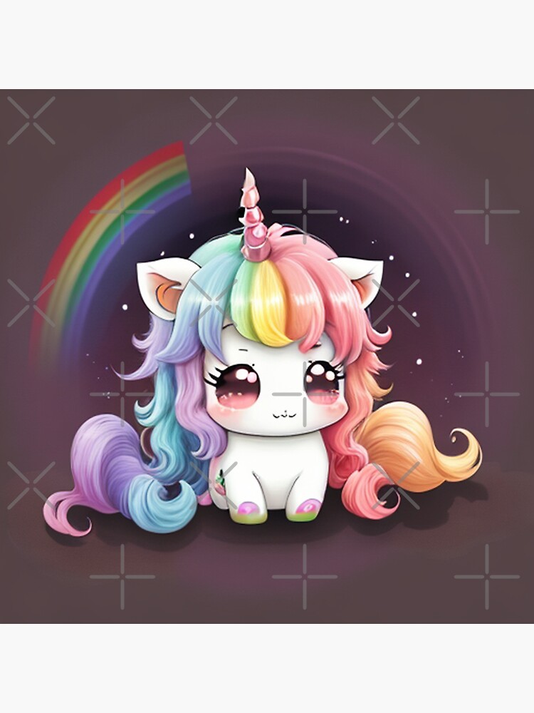 Whimsical Wonders: Embrace the Cute and Kawaii Rainbow Unicorn Anime Magic  | Sticker