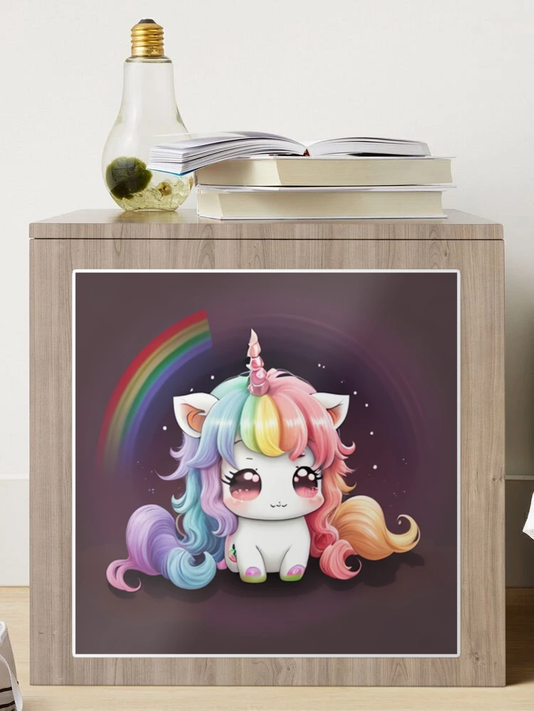 Whimsical Wonders: Embrace the Cute and Kawaii Rainbow Unicorn Anime Magic  | Sticker