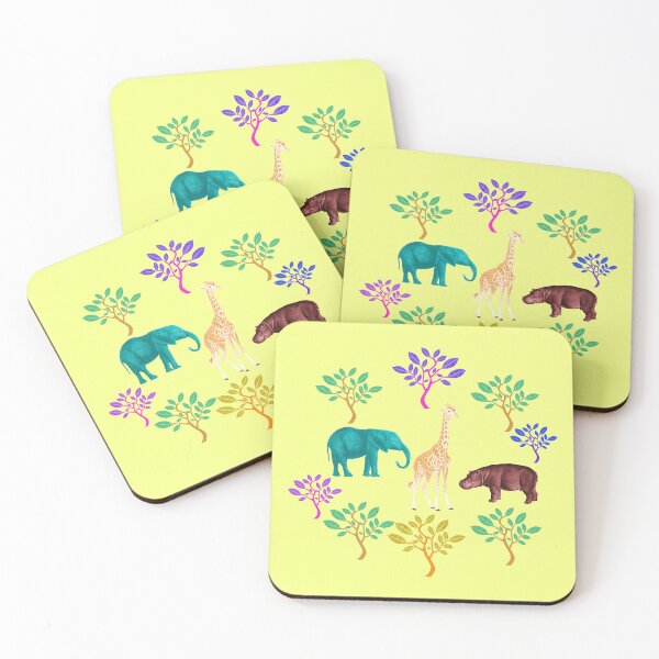 Item preview, Copy of Savannah Wild & Free Illusration with Giraffe, Hippo, Elephant, and Trees on the Light Pink Background designed and sold by IraNiva.