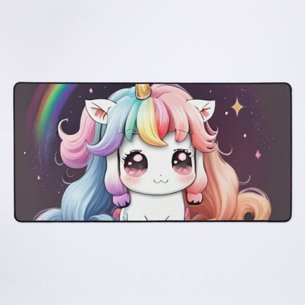 Whimsical Wonders: Embrace the Cute and Kawaii Rainbow Unicorn Anime Magic  | Sticker