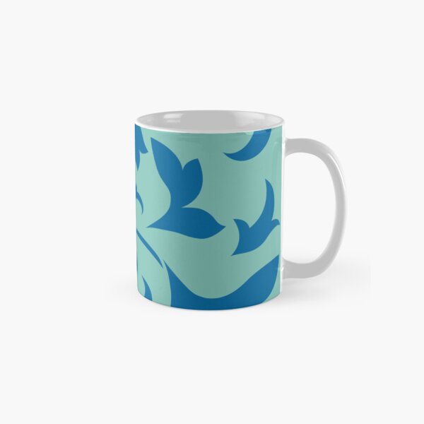 Cool Japanese Floral Cutout Art - Blue Mint Classic Mug