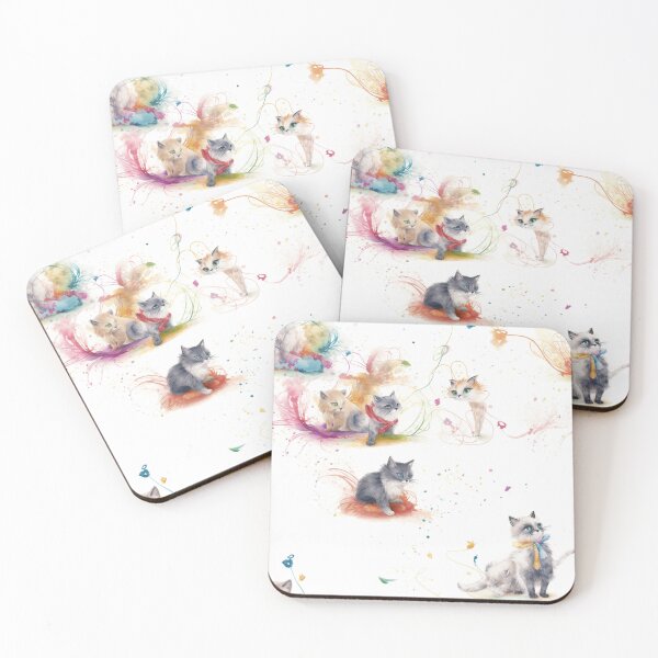Item preview, Whiskered Whimsy: Watercolor Illustration of Cute Kittens with Wispy Colored Accents designed and sold by Project-Firefly.