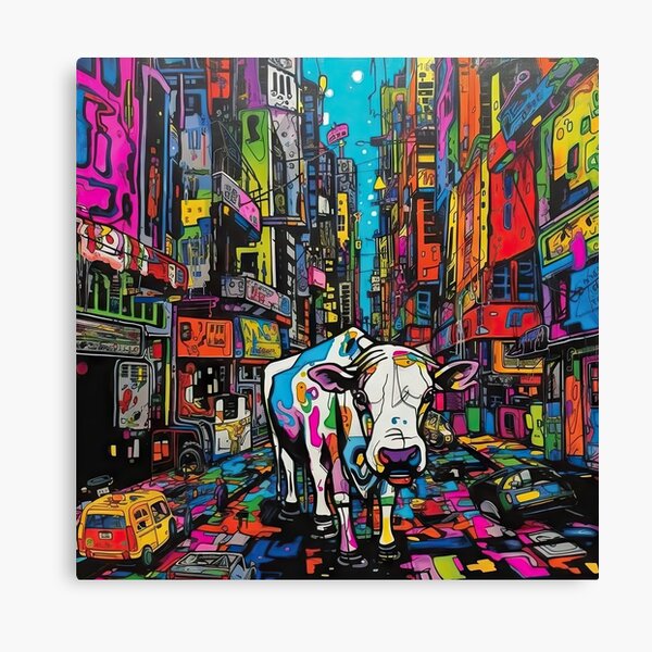 Crazy pop art cow painting